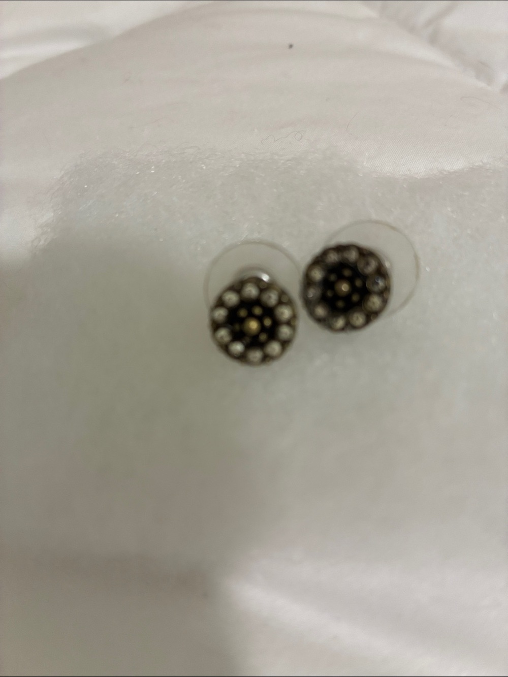 Black and Silver Crystal Cluster Stud Earrings